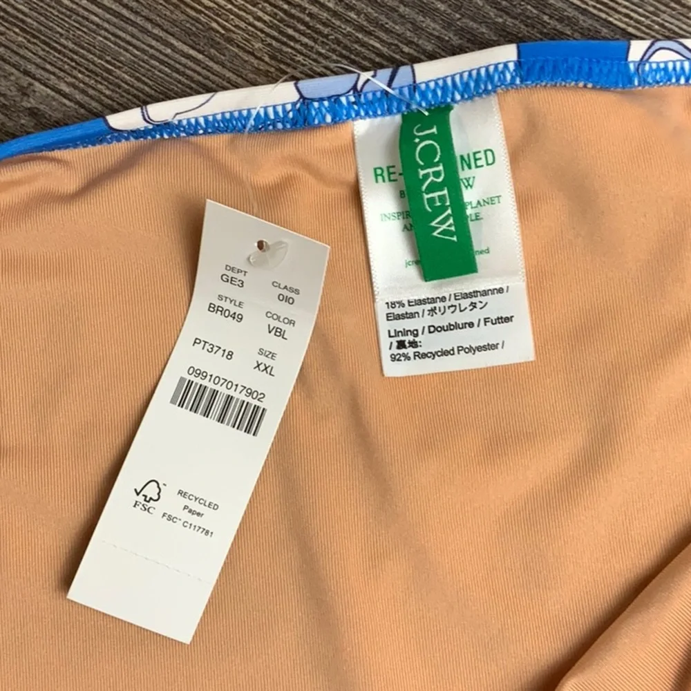 NEW J.Crew Hipster Full-Coverage Bikini Bottom in Blue Peony‎ Size XXL